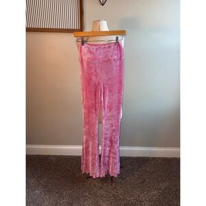Out From Under Velvet Pleated Flare Pants Pink Size S